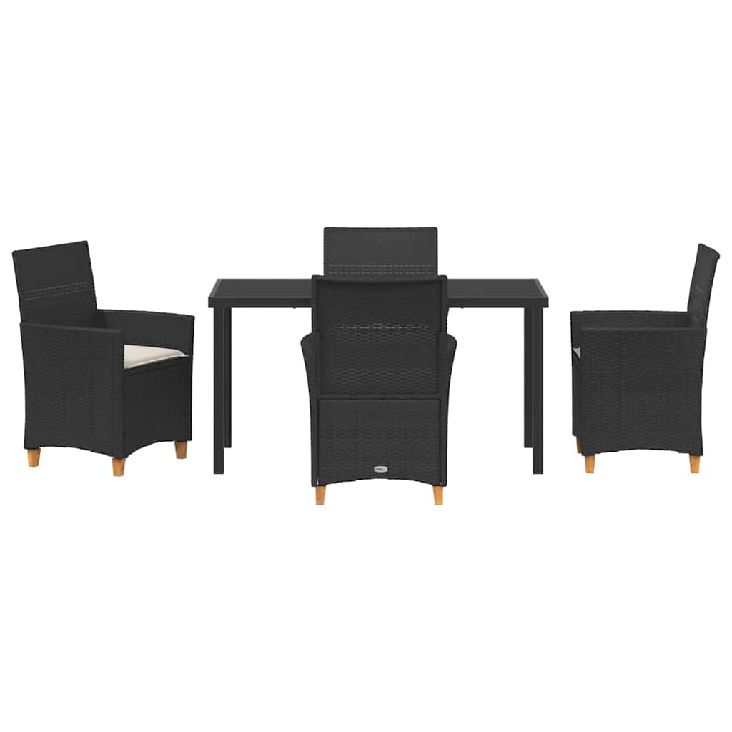 vidaXL Zestaw do jadalni w ogrodzie 5 pcs Czarny polirattan