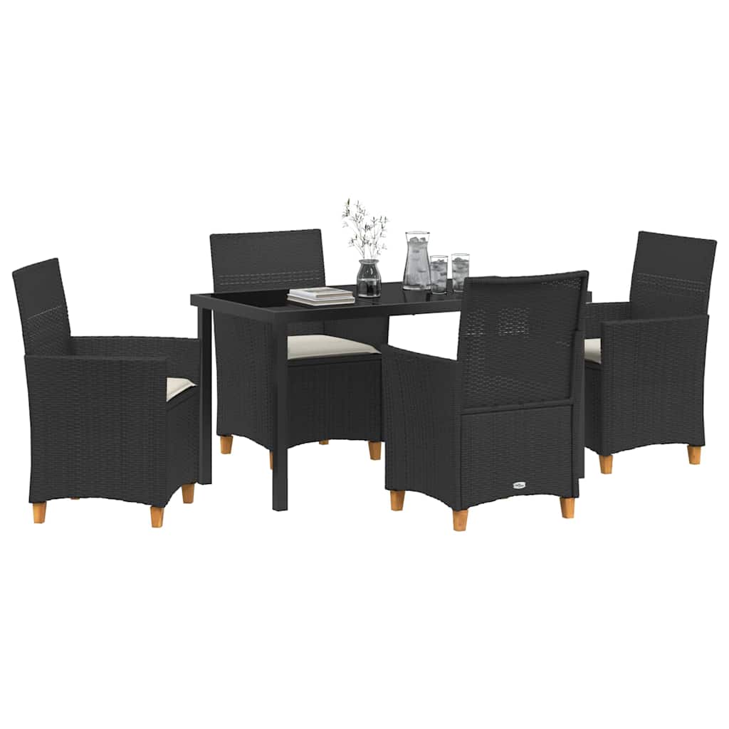 vidaXL Zestaw do jadalni w ogrodzie 5 pcs Czarny polirattan