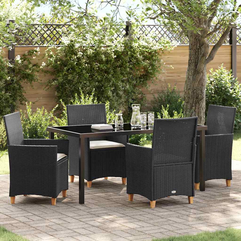 vidaXL Zestaw do jadalni w ogrodzie 5 pcs Czarny polirattan