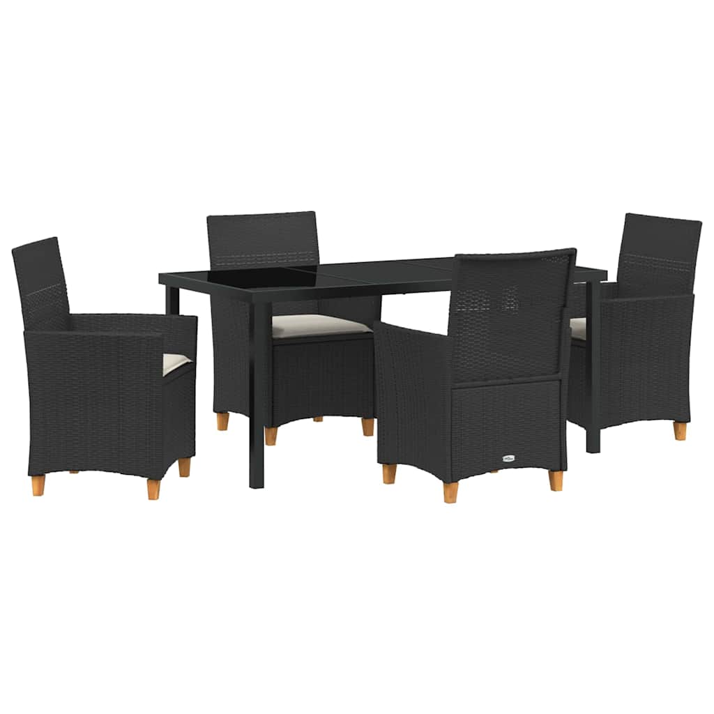 vidaXL Zestaw do jadalni w ogrodzie 5 pcs Czarny polirattan