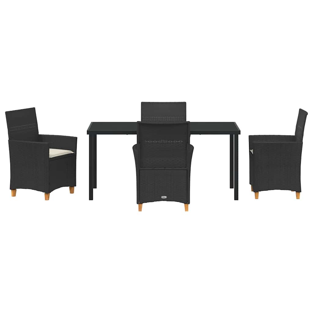 vidaXL Zestaw do jadalni w ogrodzie 5 pcs Czarny polirattan