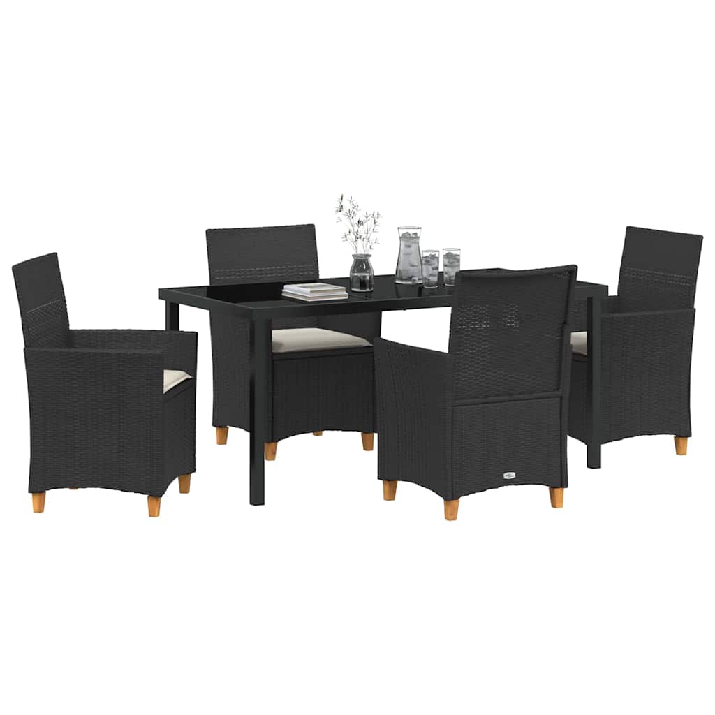 vidaXL Zestaw do jadalni w ogrodzie 5 pcs Czarny polirattan
