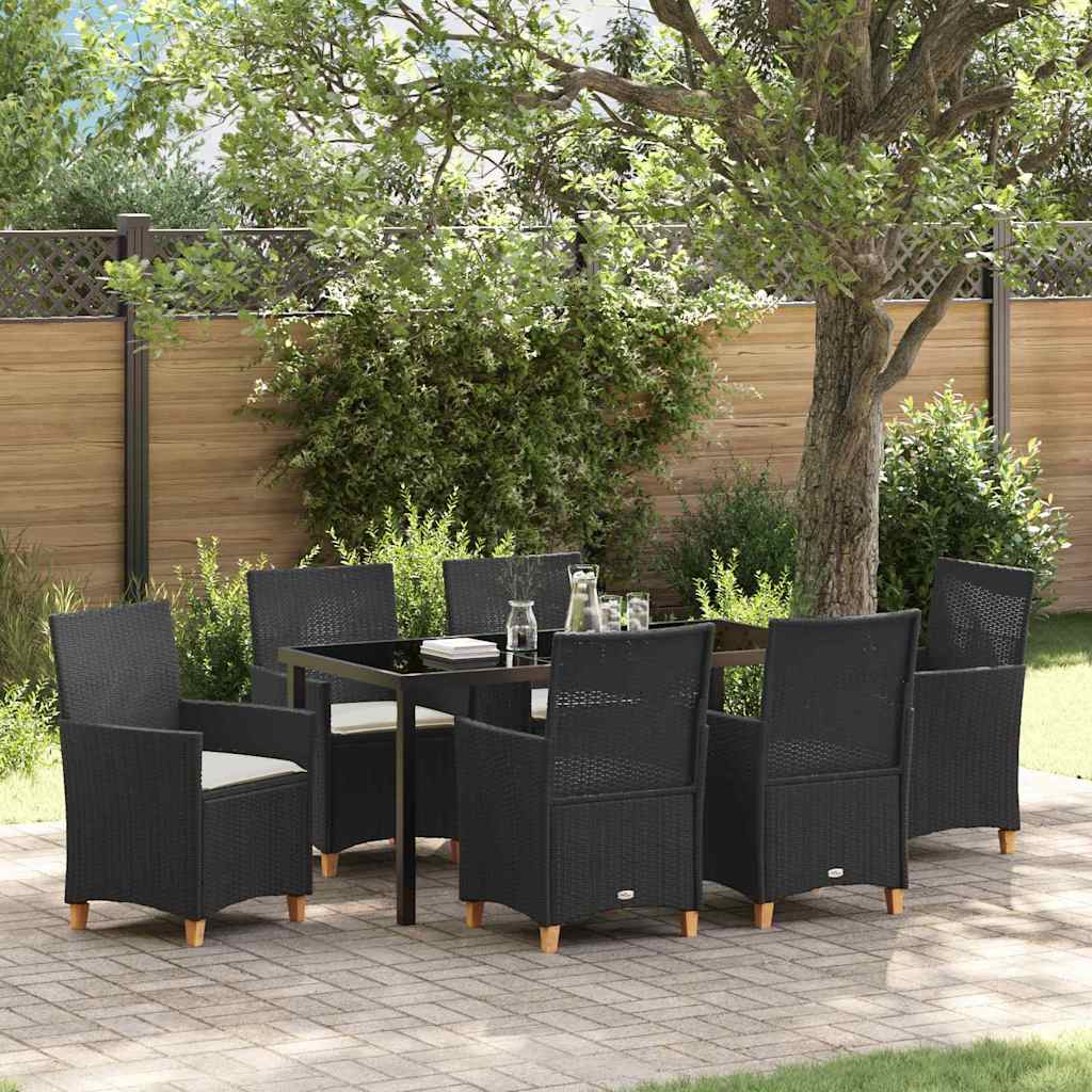 vidaXL Zestaw do jadalni w ogrodzie 7 pcs Czarny polirattan