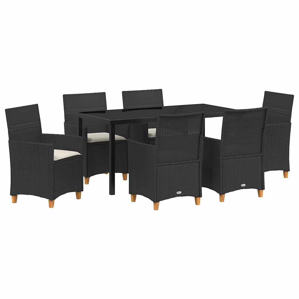 vidaXL Zestaw do jadalni w ogrodzie 7 pcs Czarny polirattan