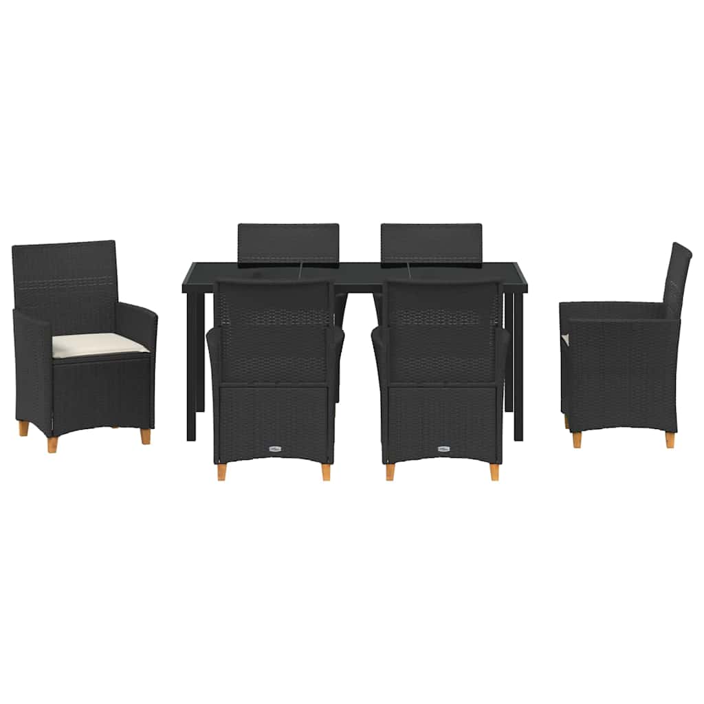 vidaXL Zestaw do jadalni w ogrodzie 7 pcs Czarny polirattan