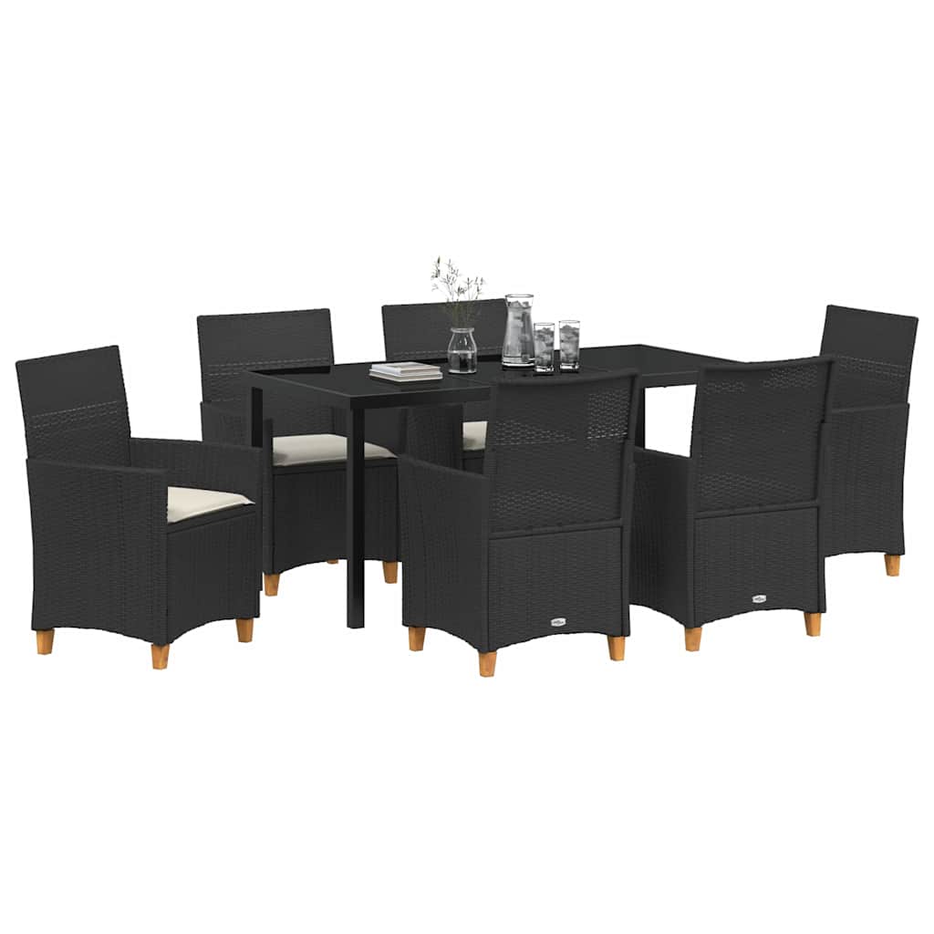 vidaXL Zestaw do jadalni w ogrodzie 7 pcs Czarny polirattan