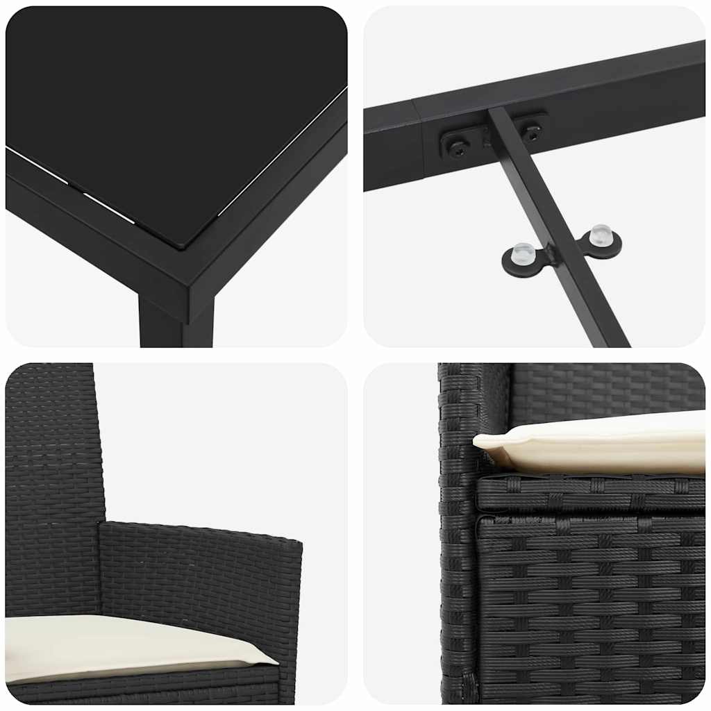 vidaXL Zestaw do jadalni w ogrodzie 7 pcs Czarny polirattan