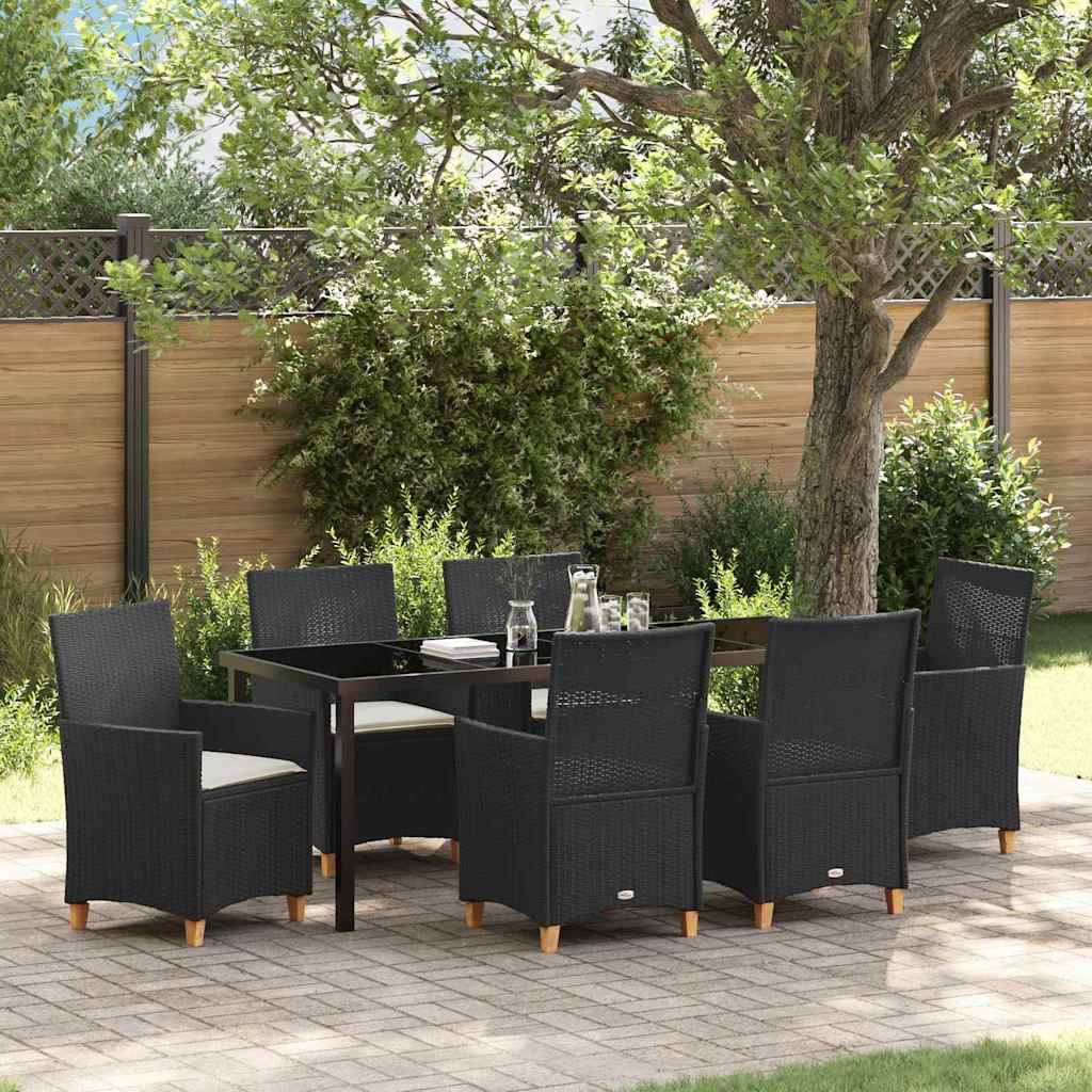 vidaXL Zestaw do jadalni w ogrodzie 7 pcs Czarny polirattan