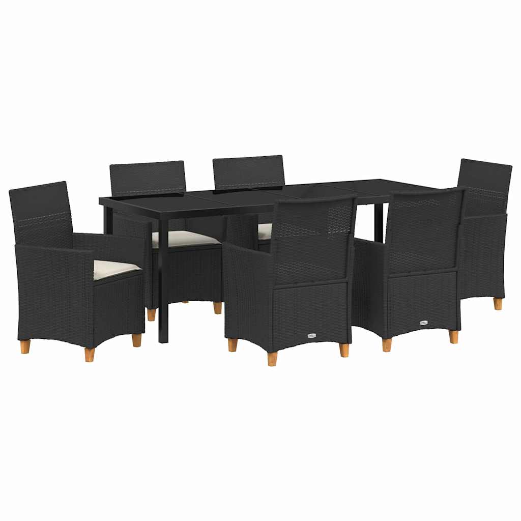 vidaXL Zestaw do jadalni w ogrodzie 7 pcs Czarny polirattan