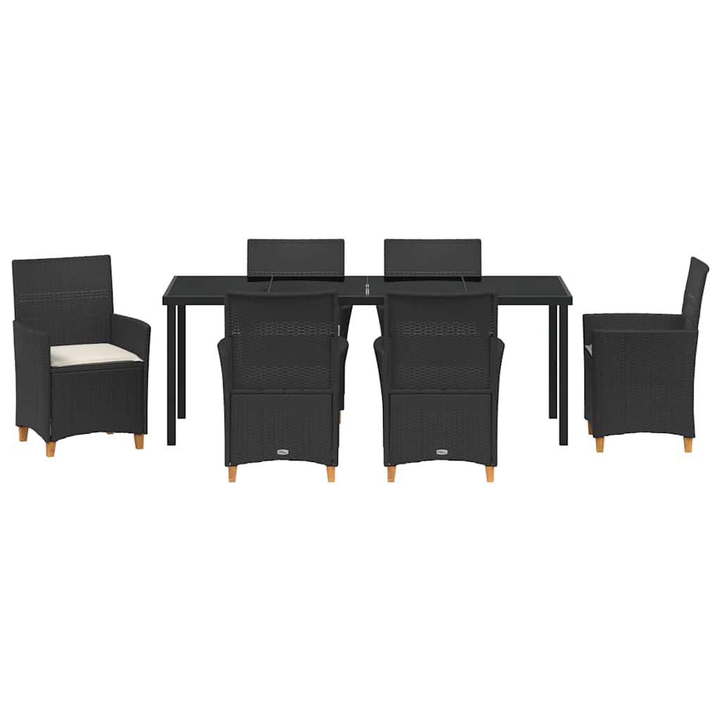 vidaXL Zestaw do jadalni w ogrodzie 7 pcs Czarny polirattan