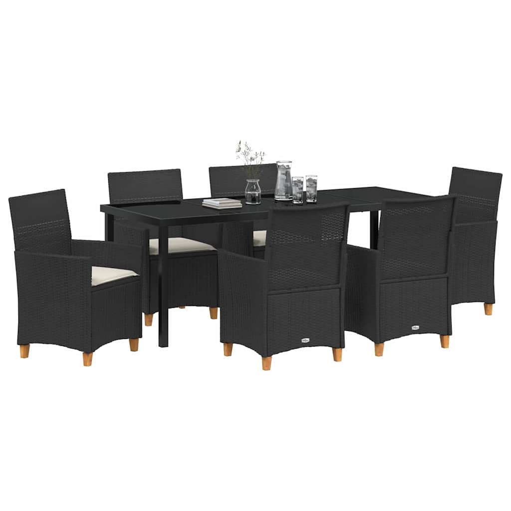 vidaXL Zestaw do jadalni w ogrodzie 7 pcs Czarny polirattan