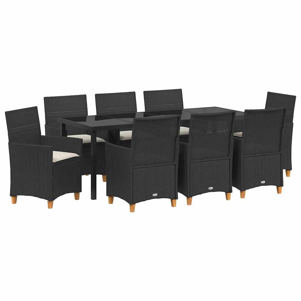 vidaXL Zestaw do jadalni w ogrodzie 9 pcs Czarny polirattan