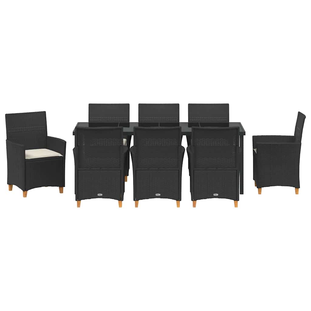 vidaXL Zestaw do jadalni w ogrodzie 9 pcs Czarny polirattan