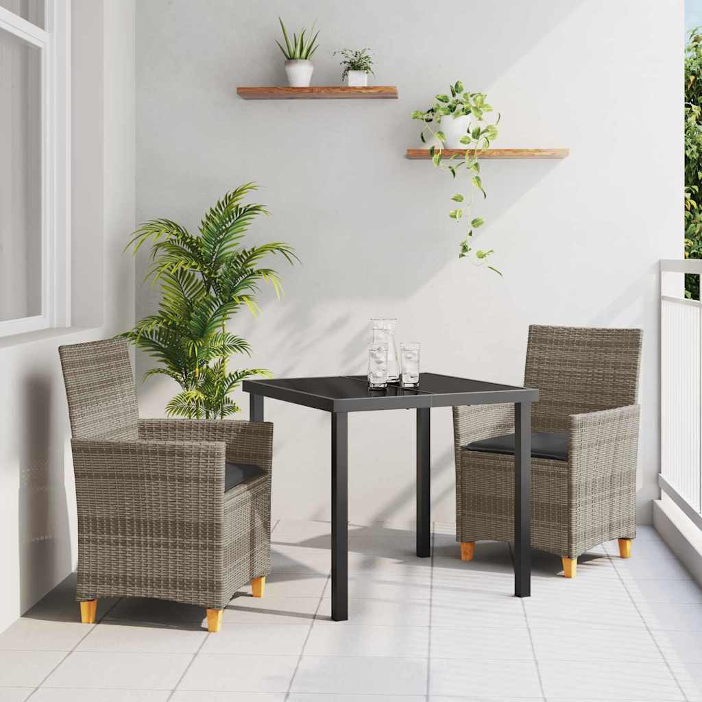vidaXL Zestaw do jadalni w ogrodzie 3 pcs Szary polirattan