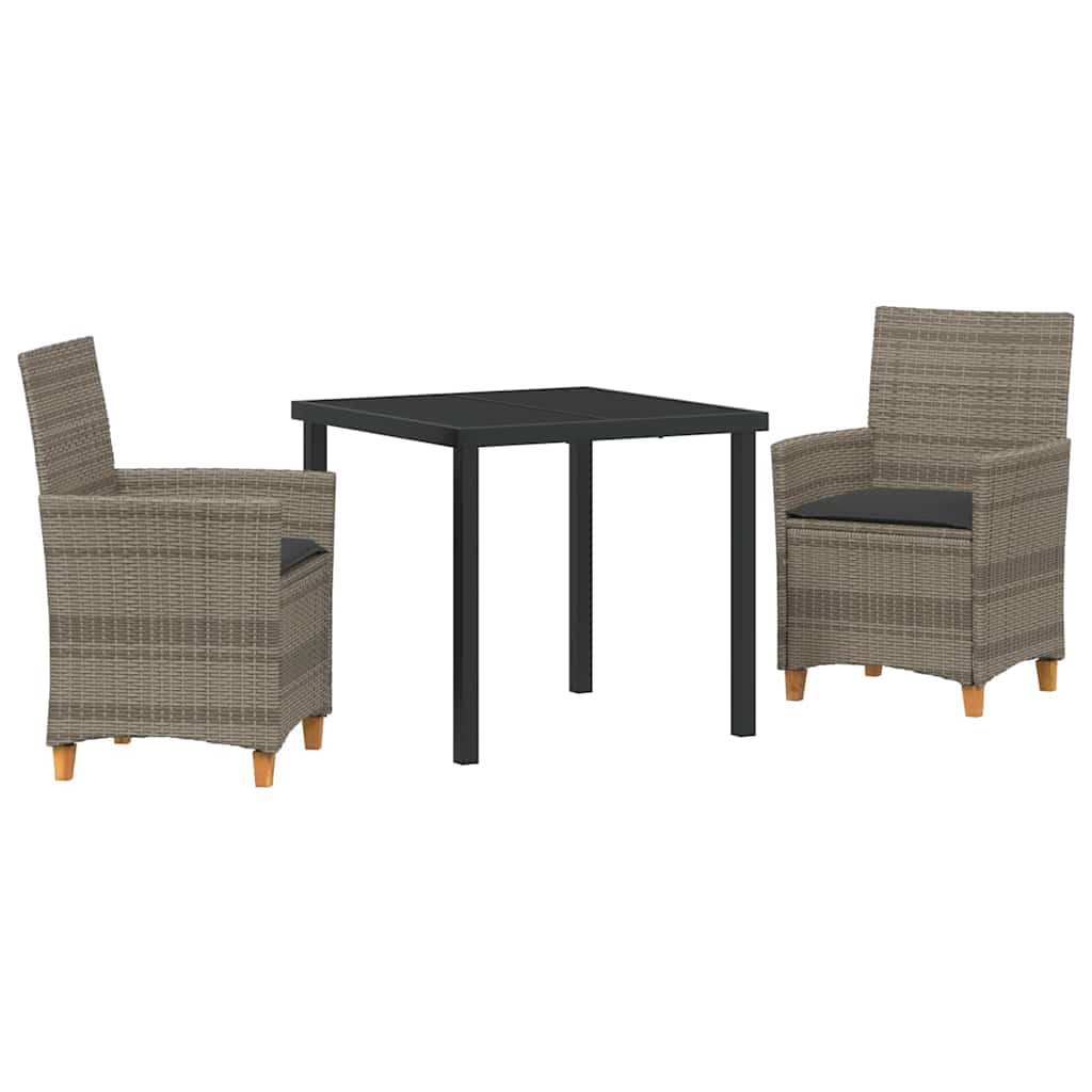 vidaXL Zestaw do jadalni w ogrodzie 3 pcs Szary polirattan
