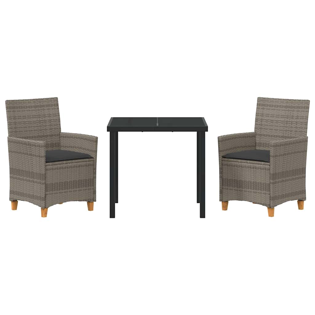 vidaXL Zestaw do jadalni w ogrodzie 3 pcs Szary polirattan