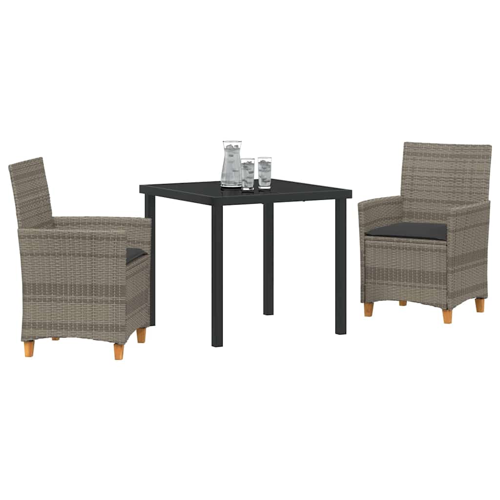 vidaXL Zestaw do jadalni w ogrodzie 3 pcs Szary polirattan