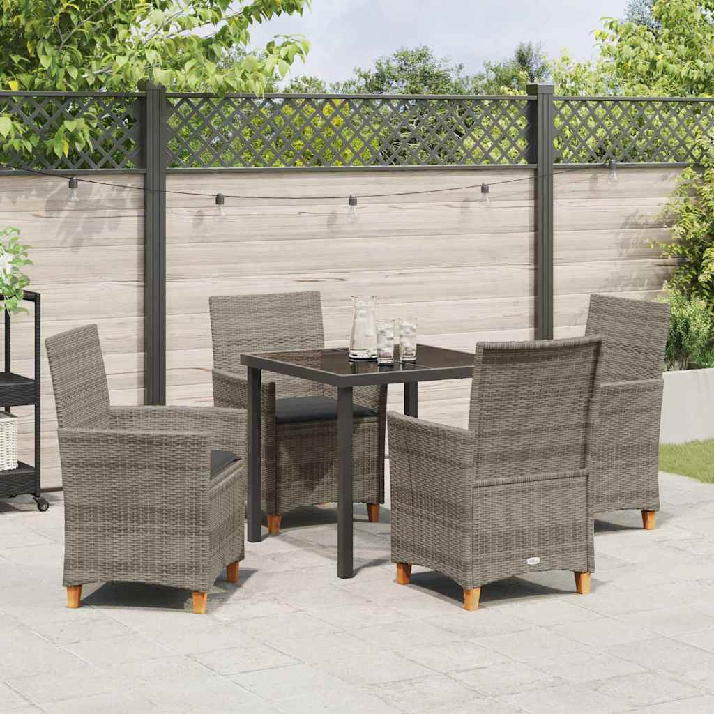 vidaXL Zestaw do jadalni w ogrodzie 5 pcs Szary polirattan