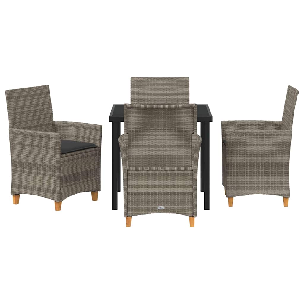 vidaXL Zestaw do jadalni w ogrodzie 5 pcs Szary polirattan
