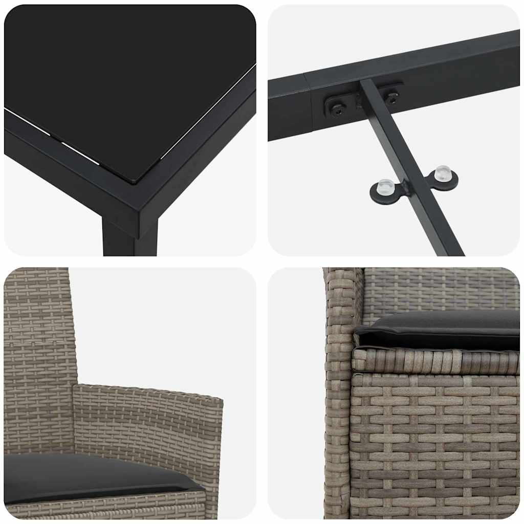 vidaXL Zestaw do jadalni w ogrodzie 5 pcs Szary polirattan