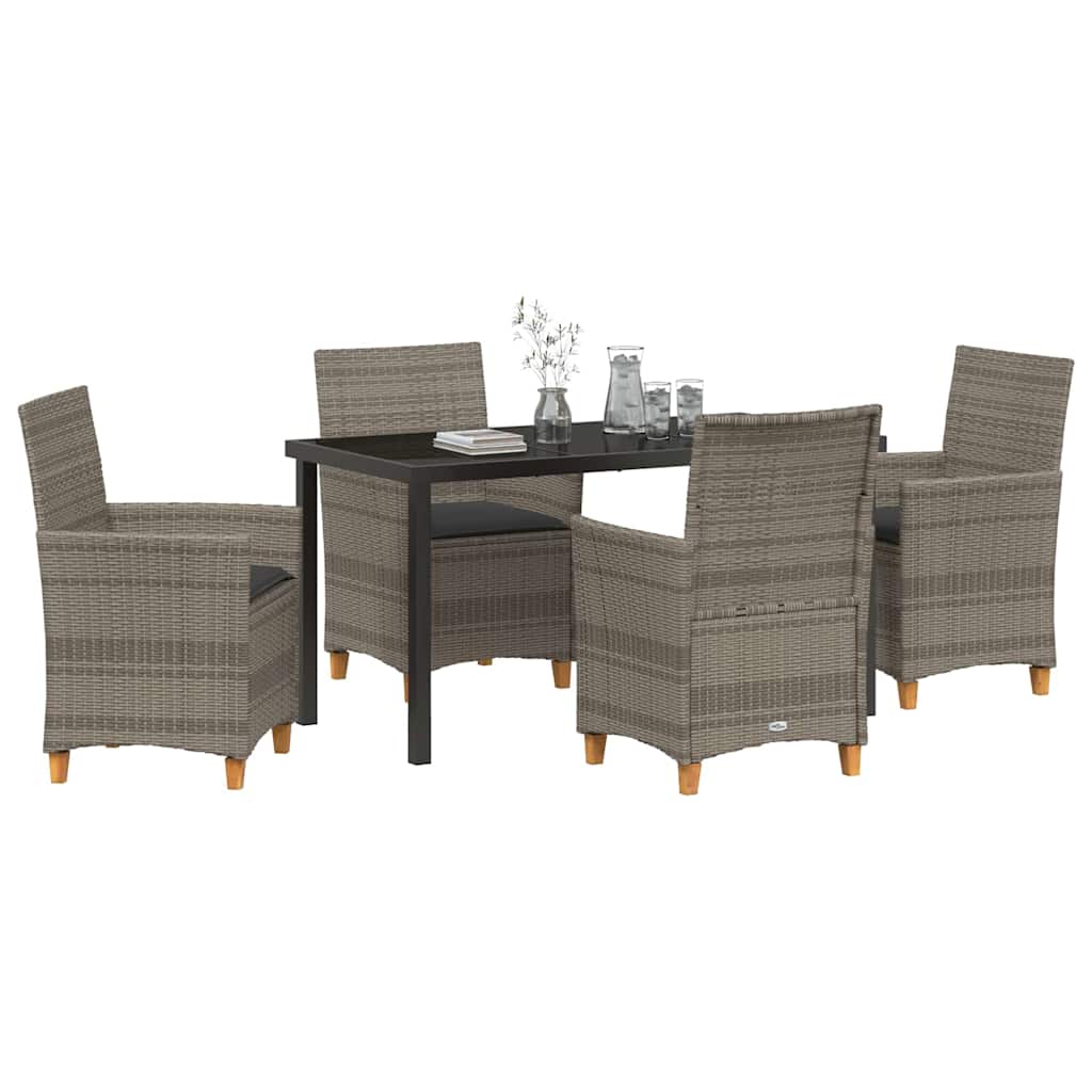 vidaXL Zestaw do jadalni w ogrodzie 5 pcs Szary polirattan