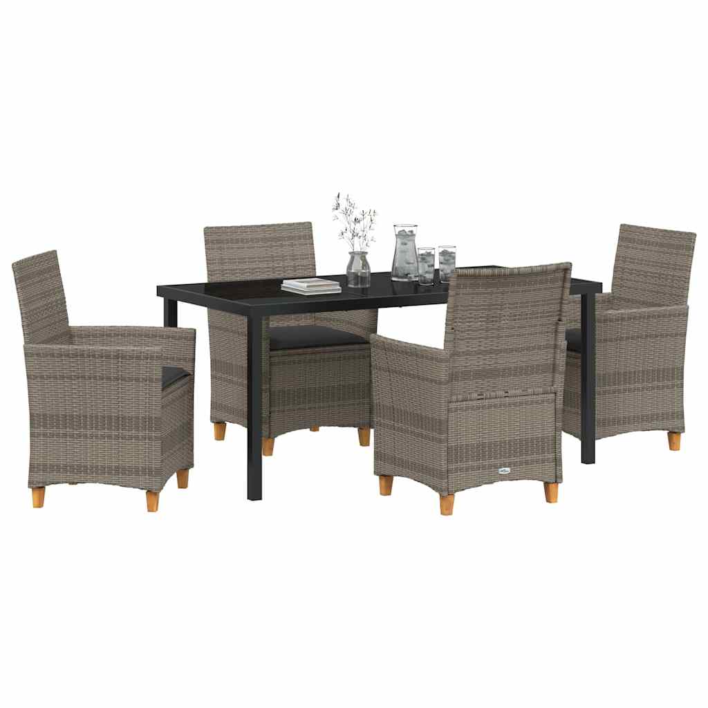 vidaXL Zestaw do jadalni w ogrodzie 5 pcs Szary polirattan