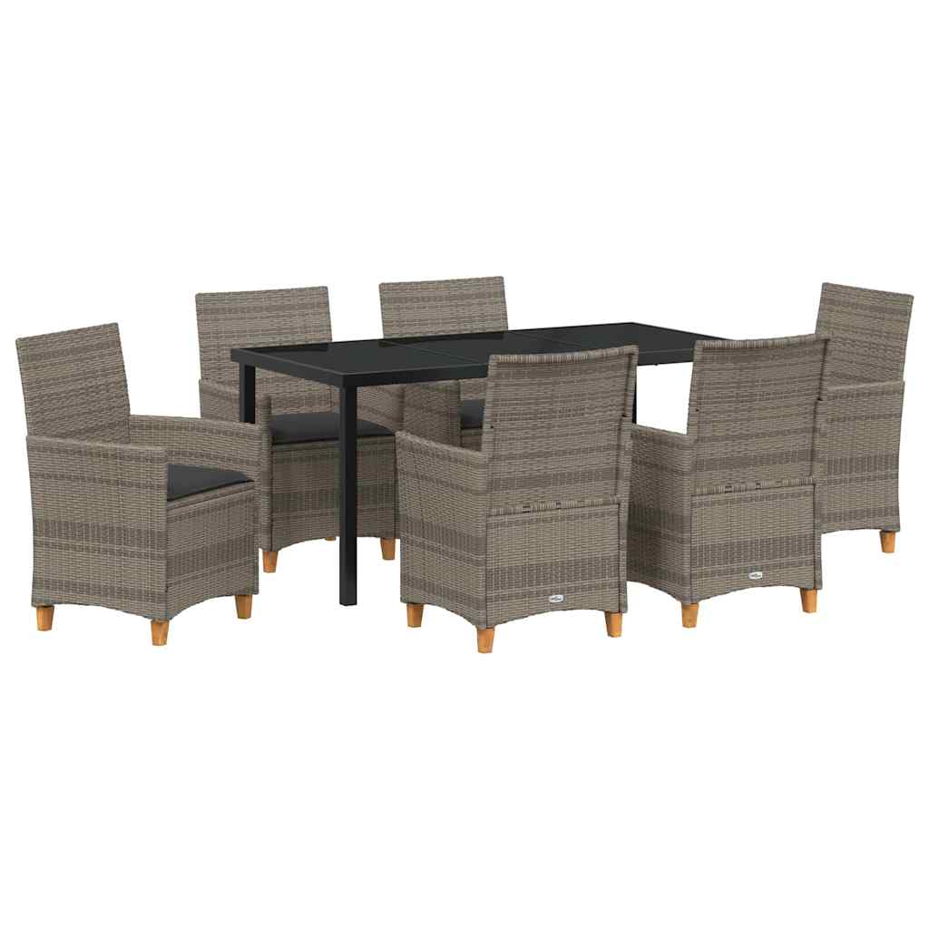 vidaXL Zestaw do jadalni w ogrodzie 7 pcs Szary polirattan