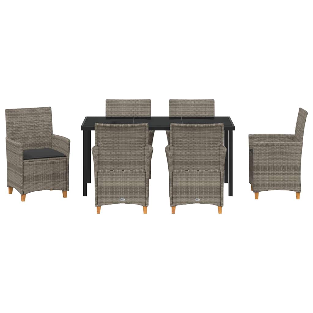 vidaXL Zestaw do jadalni w ogrodzie 7 pcs Szary polirattan