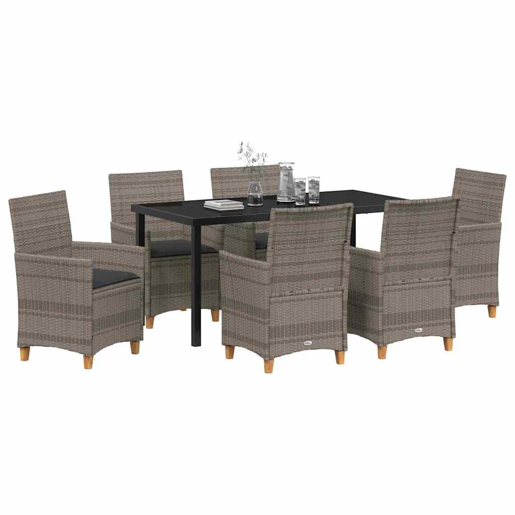 vidaXL Zestaw do jadalni w ogrodzie 7 pcs Szary polirattan