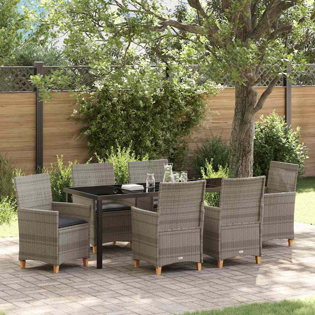 vidaXL Zestaw do jadalni w ogrodzie 7 pcs Szary polirattan