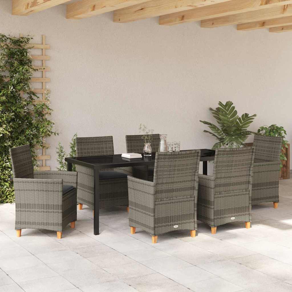 vidaXL Zestaw do jadalni w ogrodzie 7 pcs Szary polirattan