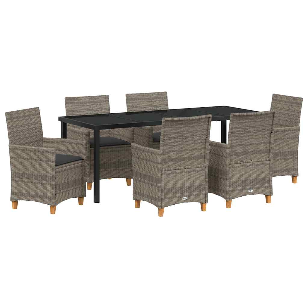 vidaXL Zestaw do jadalni w ogrodzie 7 pcs Szary polirattan