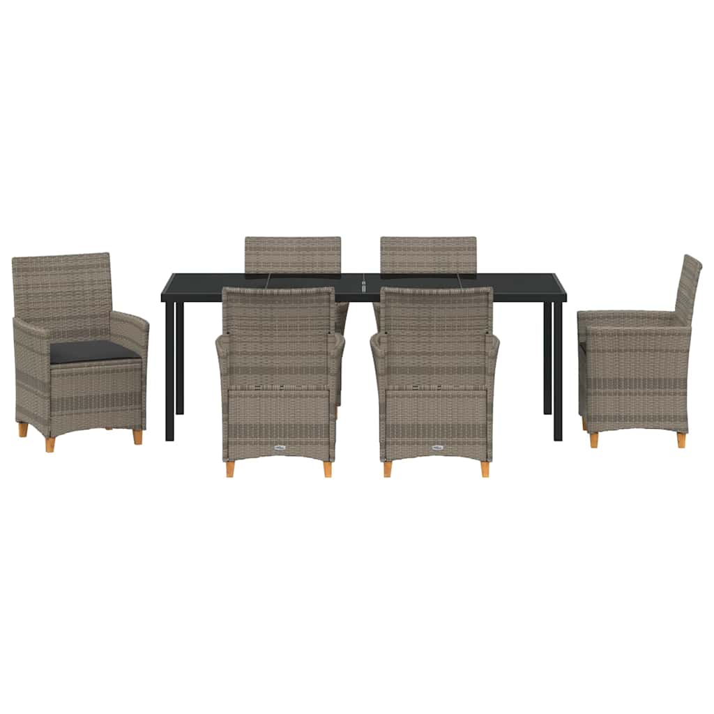 vidaXL Zestaw do jadalni w ogrodzie 7 pcs Szary polirattan