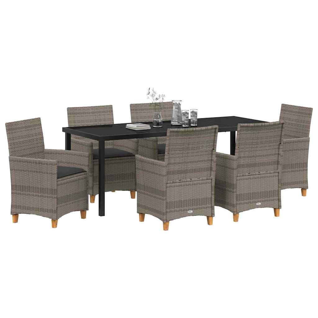 vidaXL Zestaw do jadalni w ogrodzie 7 pcs Szary polirattan