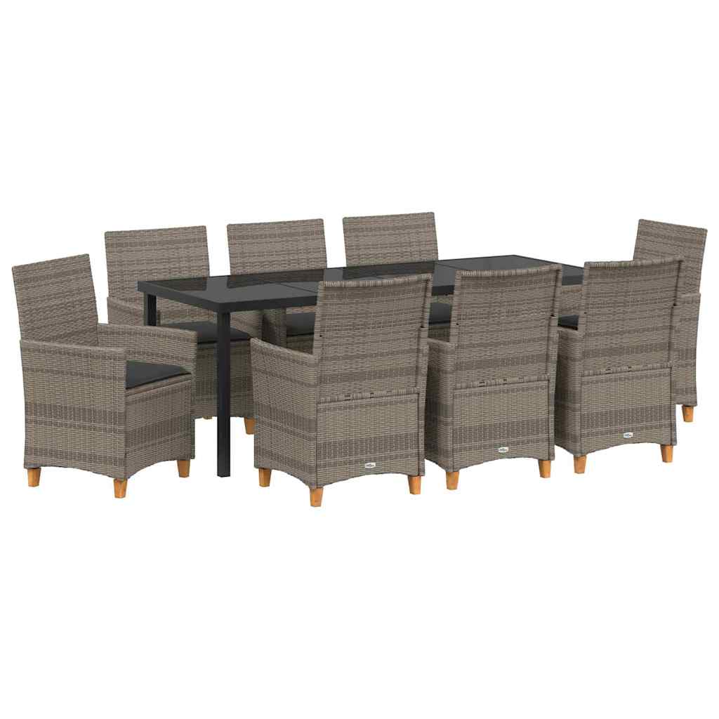 vidaXL Zestaw do jadalni w ogrodzie 9 pcs Szary polirattan
