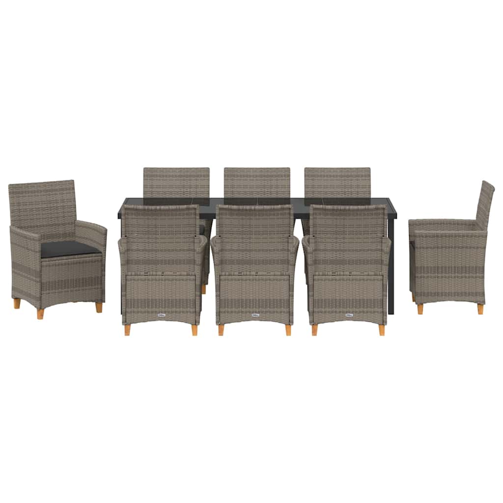 vidaXL Zestaw do jadalni w ogrodzie 9 pcs Szary polirattan