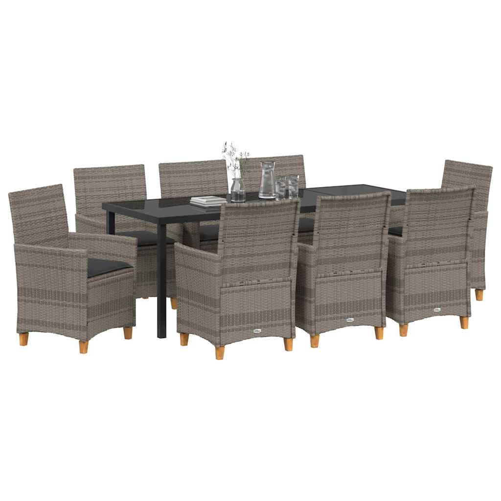 vidaXL Zestaw do jadalni w ogrodzie 9 pcs Szary polirattan