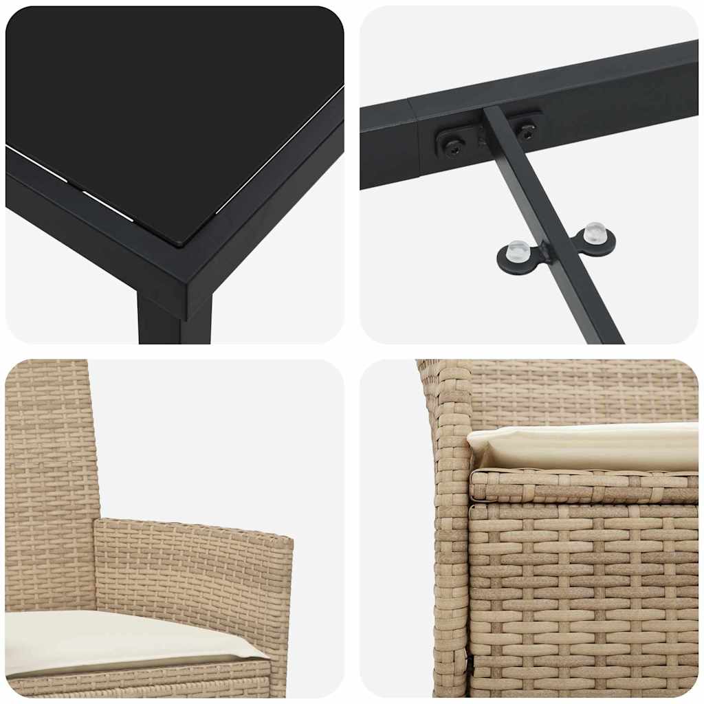 vidaXL Zestaw do jadalni w ogrodzie 3 pcs Beżowy polirattan