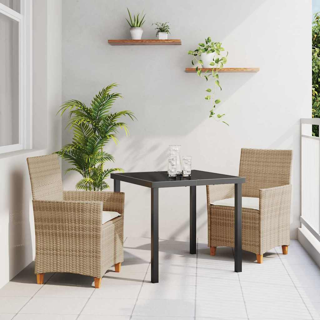 vidaXL Zestaw do jadalni w ogrodzie 3 pcs Beżowy polirattan