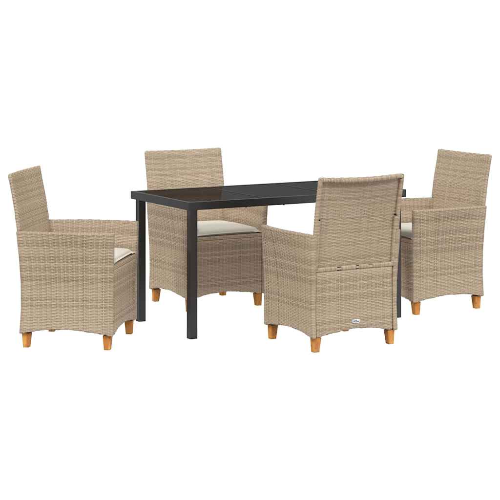 vidaXL Zestaw do jadalni w ogrodzie 5 pcs Beżowy polirattan