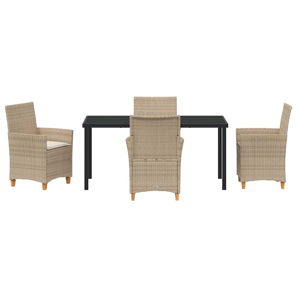 vidaXL Zestaw do jadalni w ogrodzie 5 pcs Beżowy polirattan