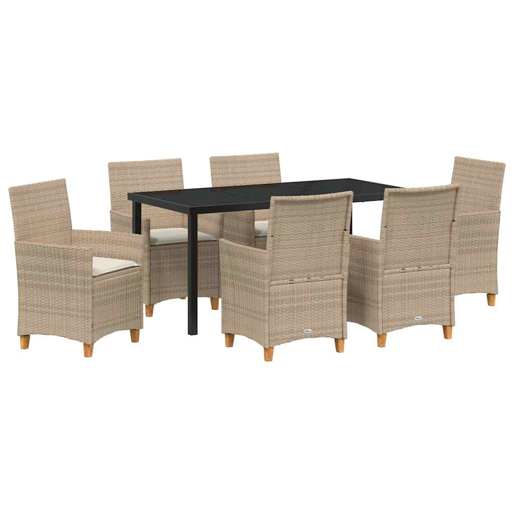 vidaXL Zestaw do jadalni w ogrodzie 7 pcs Beżowy polirattan