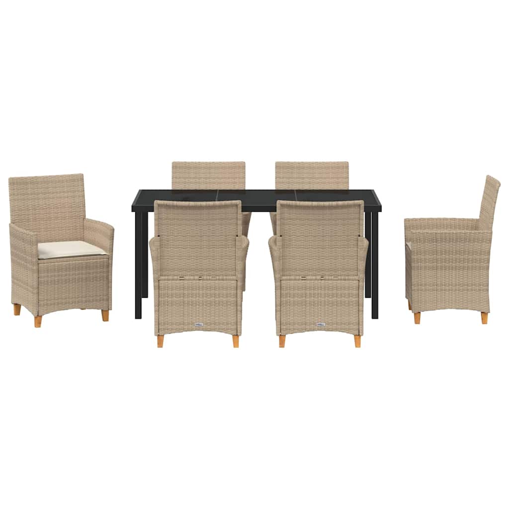 vidaXL Zestaw do jadalni w ogrodzie 7 pcs Beżowy polirattan