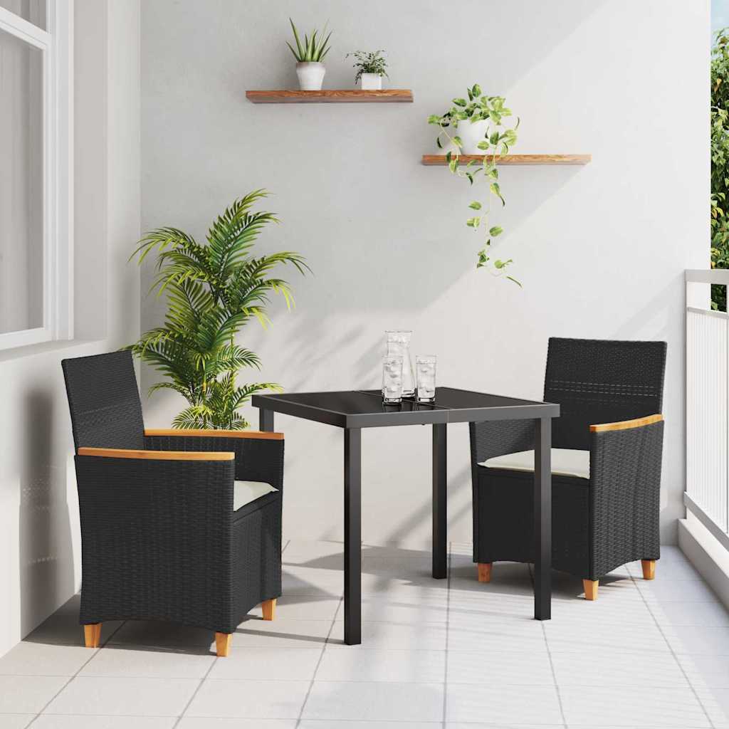vidaXL Zestaw do jadalni w ogrodzie 3 pcs Czarny polirattan