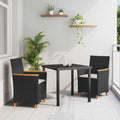 vidaXL Zestaw do jadalni w ogrodzie 3 pcs Czarny polirattan