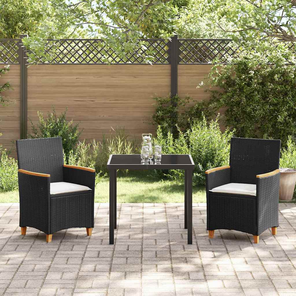 vidaXL Zestaw do jadalni w ogrodzie 3 pcs Czarny polirattan