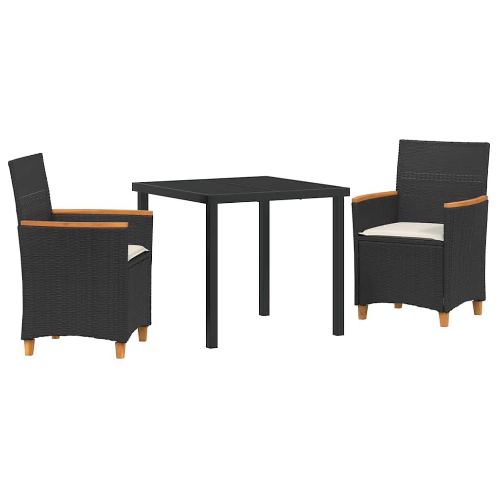 vidaXL Zestaw do jadalni w ogrodzie 3 pcs Czarny polirattan