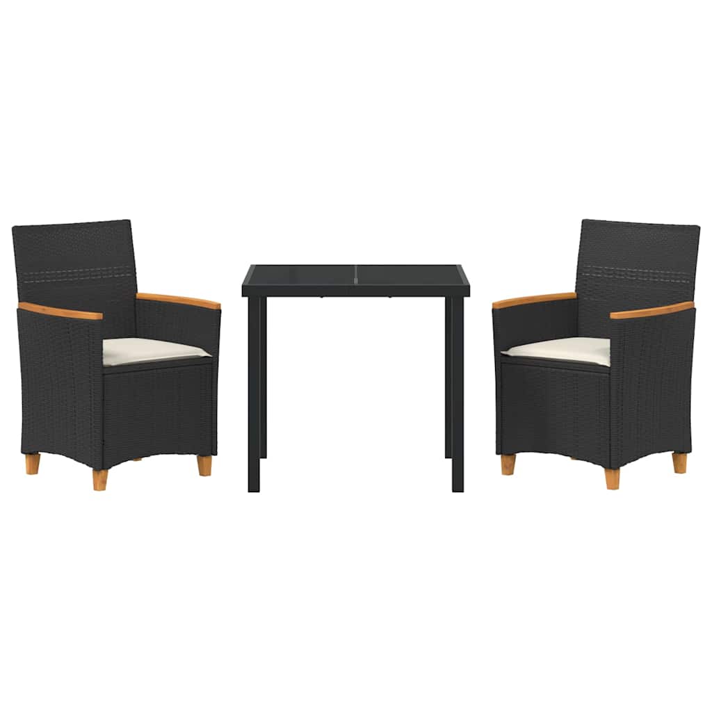 vidaXL Zestaw do jadalni w ogrodzie 3 pcs Czarny polirattan