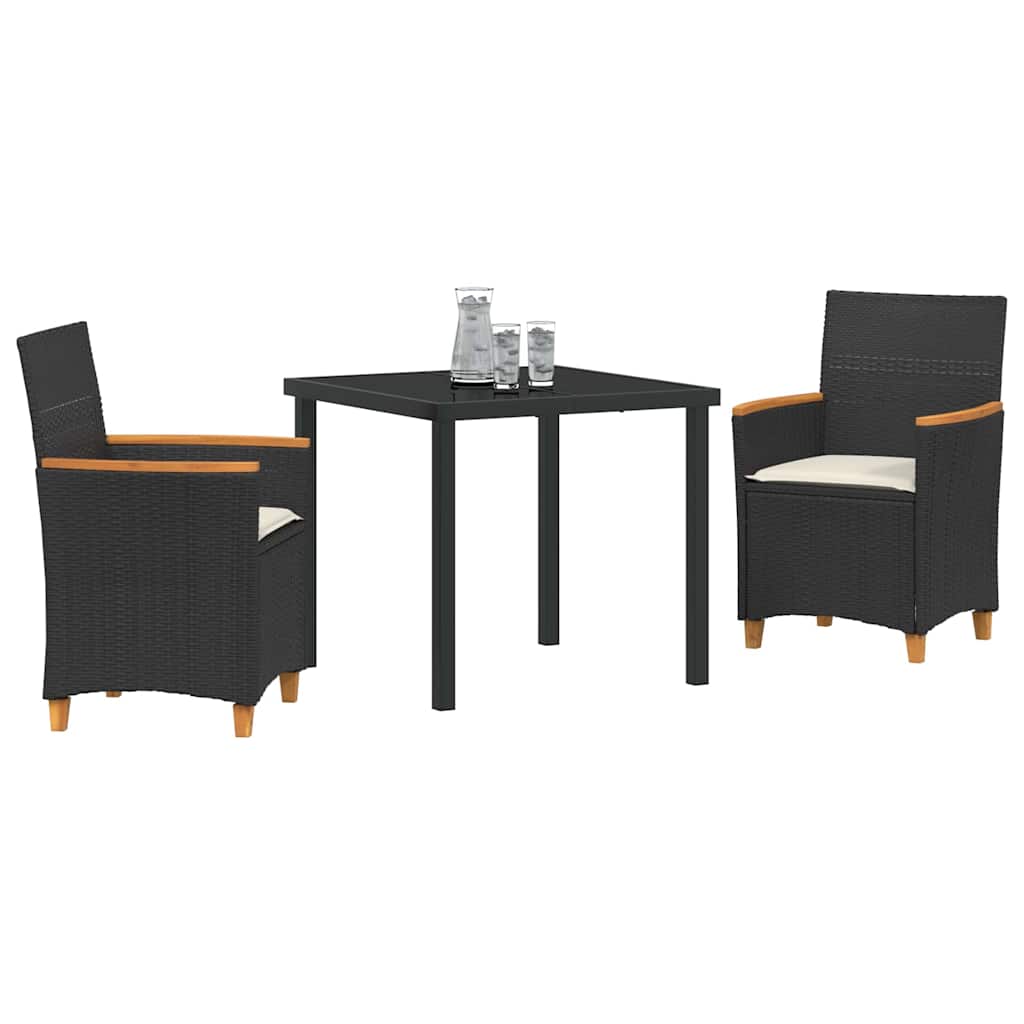 vidaXL Zestaw do jadalni w ogrodzie 3 pcs Czarny polirattan