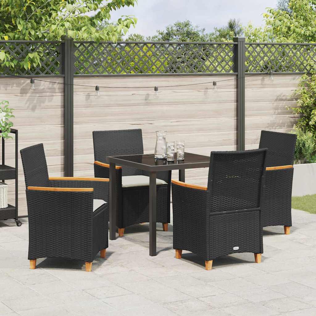 vidaXL Zestaw do jadalni w ogrodzie 5 pcs Czarny polirattan